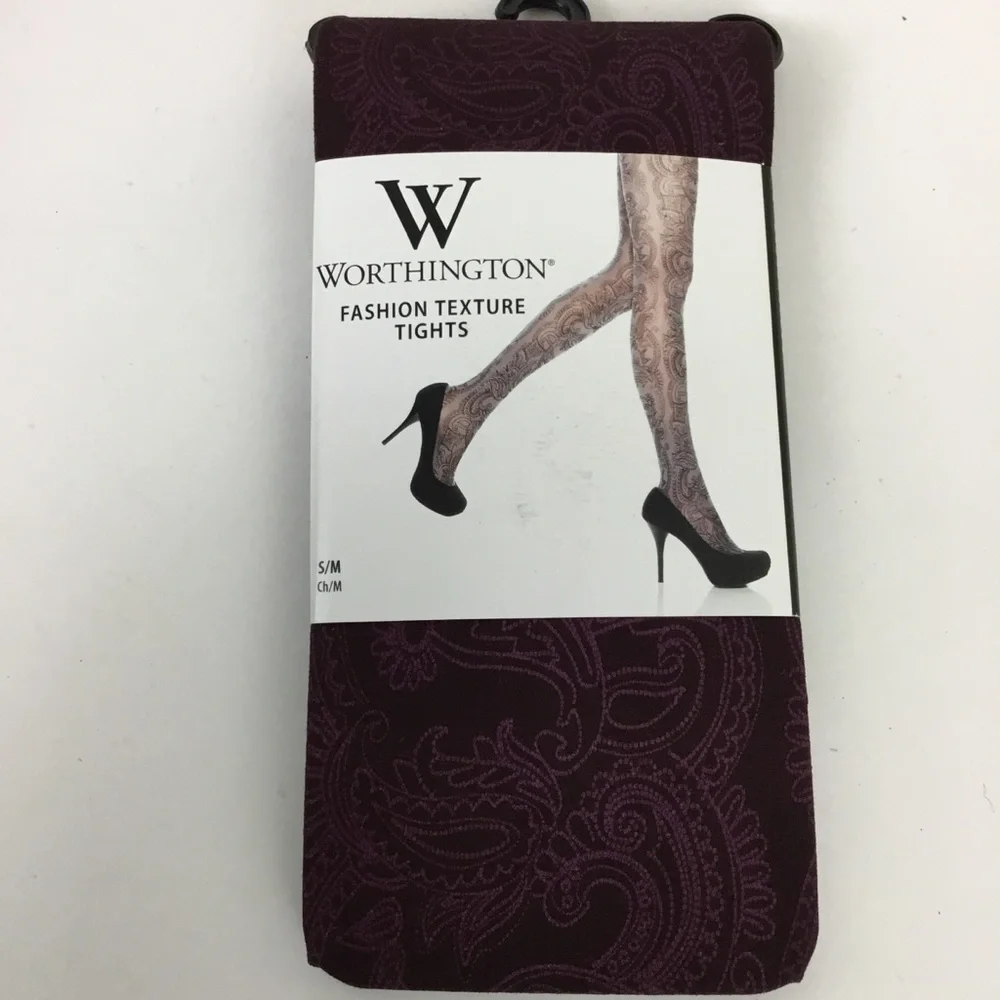 Worthington Women’s Printed Texture Tights Sz S/M Whimsigoth Purple